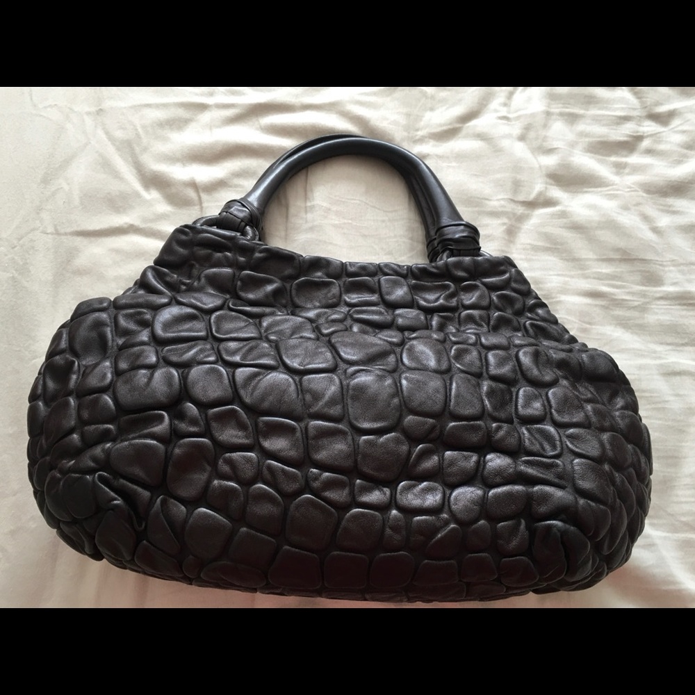 Prada Soft Bubble Brown Leather Satchel